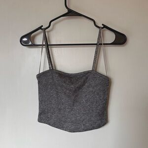 Zara Gray Sleeveless Crop Tank Top